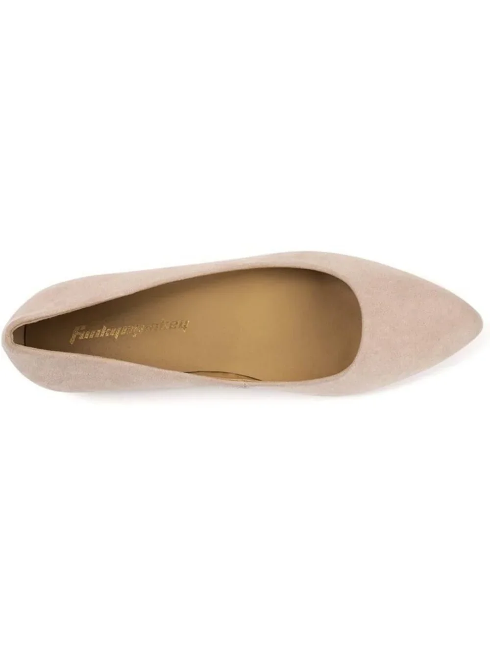FUNKYMONKEY Women's Nude Faux Leather Pointed Toe Slip On Ballet Low Heel Flats